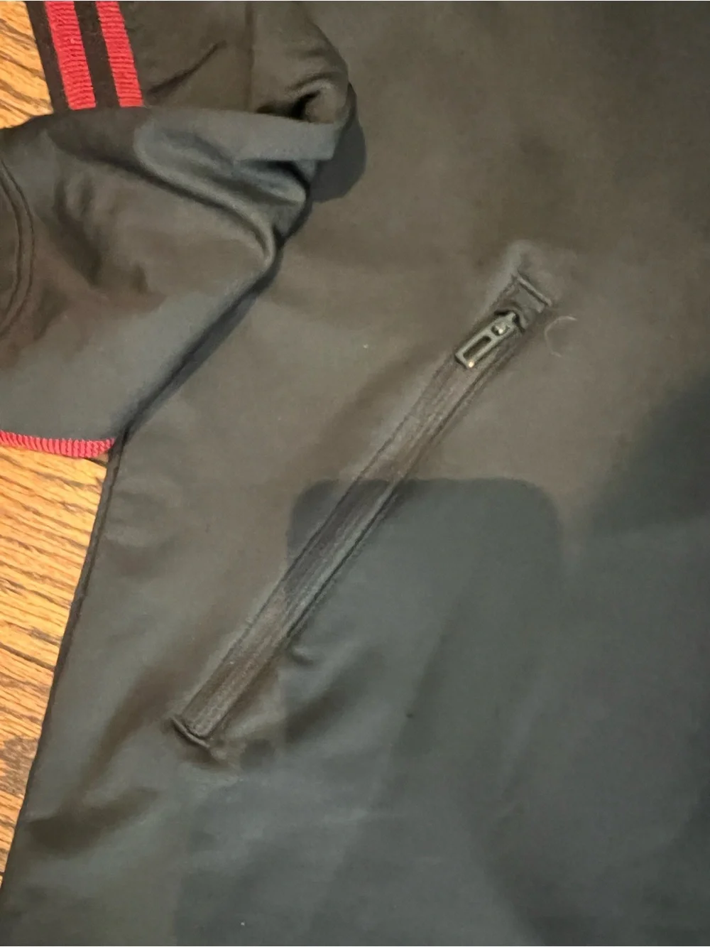 adidas Men's Black Performance Jacket with Red Stripes